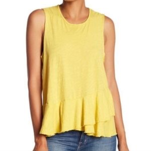 Sundry 1 Small Yellow Ruffle Tank Top Peplum Boho Chic Bohemian Vacation
